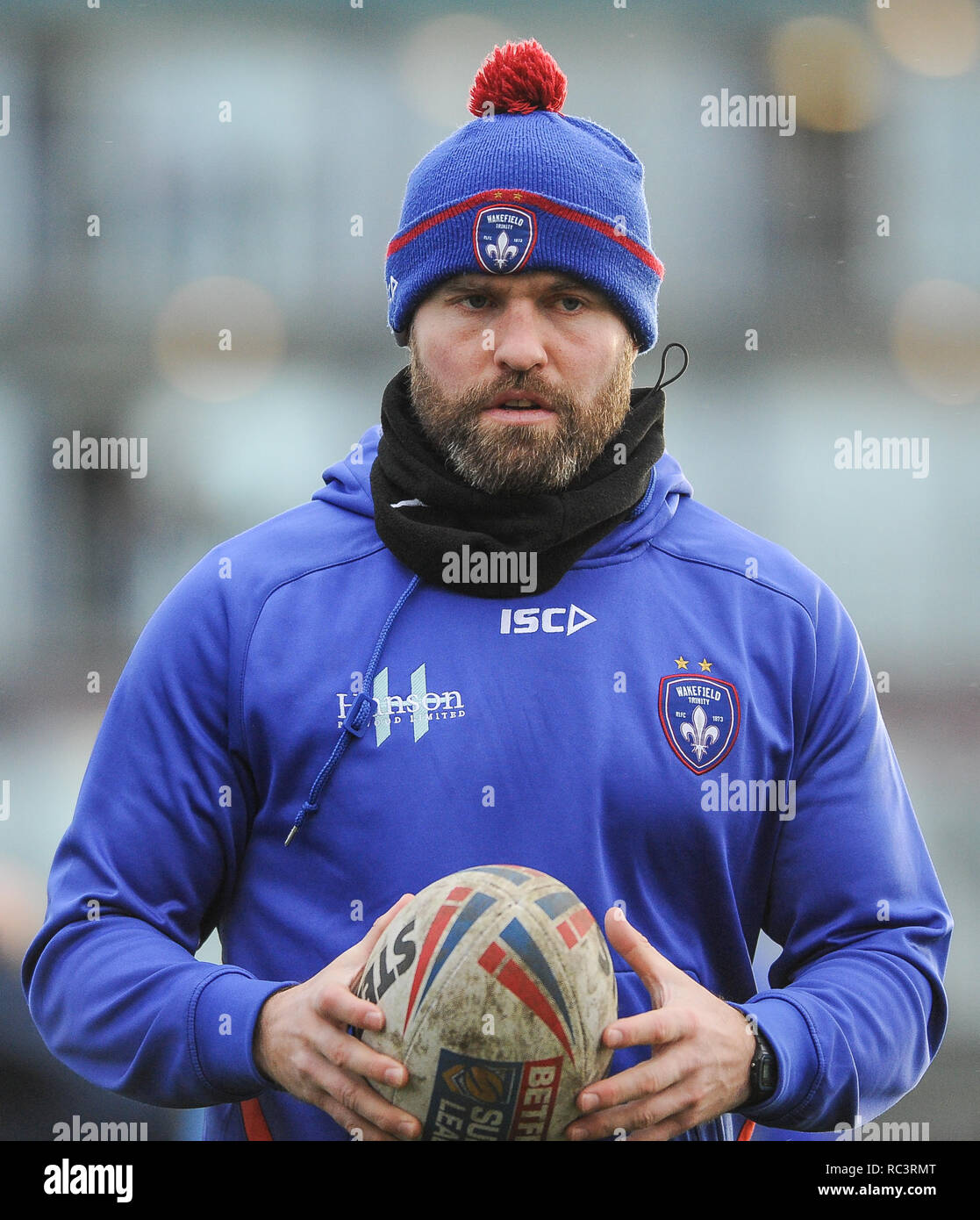 Wakefield, UK. 13 January 2019. Mobile Rocket Stadium, Wakefield, England; Rugby League Danny Kirmond and Danny Washbrook Testamonial, Wakefield Trinity vs Hull FC; Wakefield Trinity assistant coach Liam Finn. Credit: Dean Williams/Alamy Live News Stock Photo