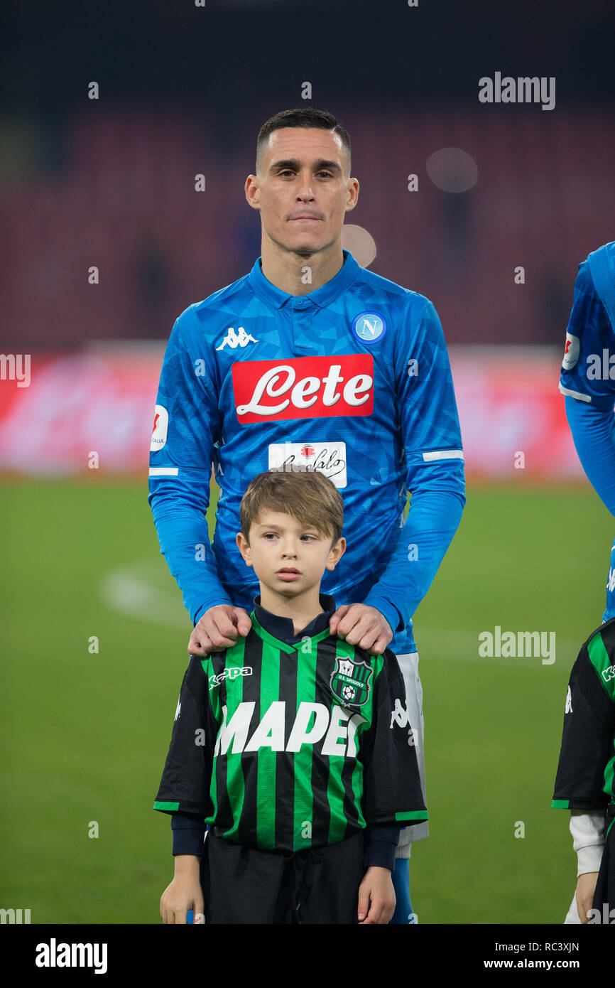 Jose Callejon of SSC Napoli seen before the Serie A football match between SSC Napoli vs US Sassuolo at San Paolo Stadium. ( Final score; SSC Napoli 2:0 US Sassuolo ) Stock Photo