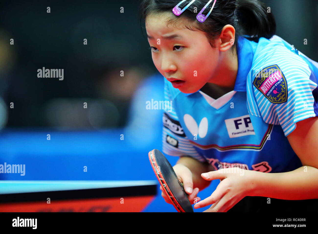 Osaka, Japan. 14th Jan, 2019. Miwa Harimoto Table Tennis All Japan