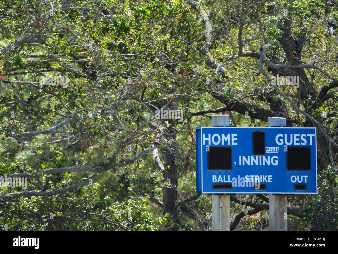 Baseball outfield score board, in Largo, Florida Stock Photo
