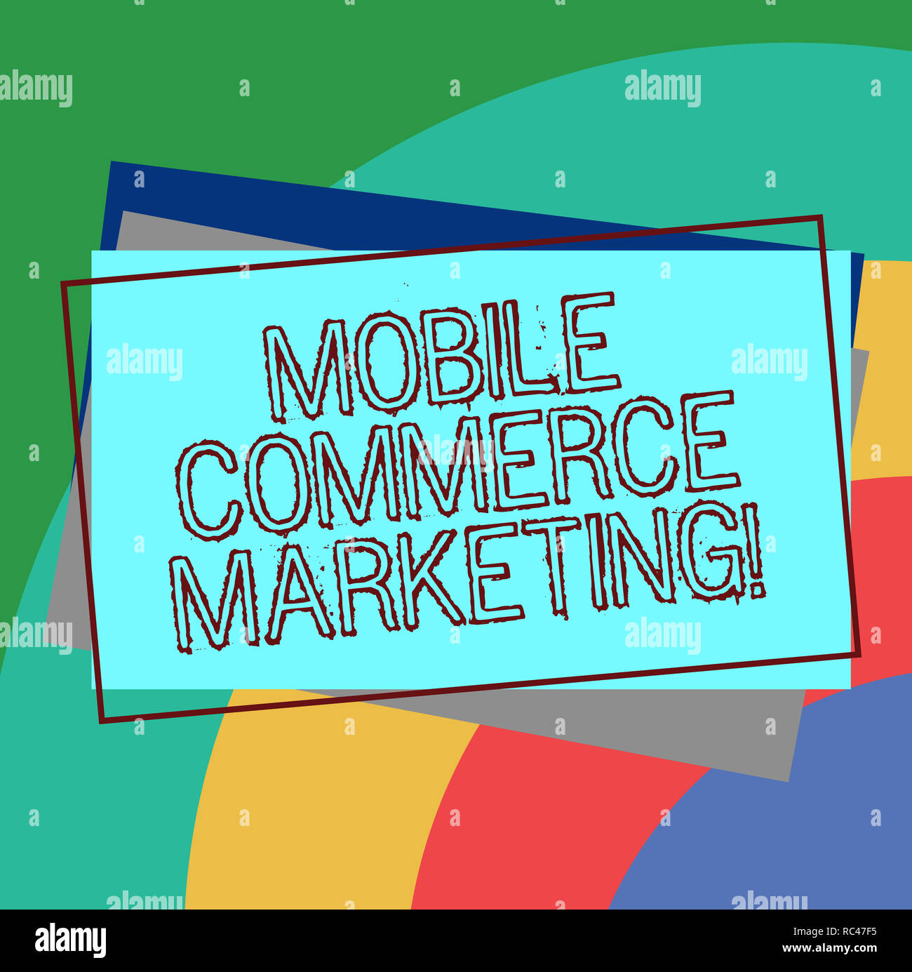 Text sign showing Mobile Commerce Marketing. Conceptual photo Trading goods through wireless handheld devices Pile of Blank Rectangular Outlined Diffe Stock Photo