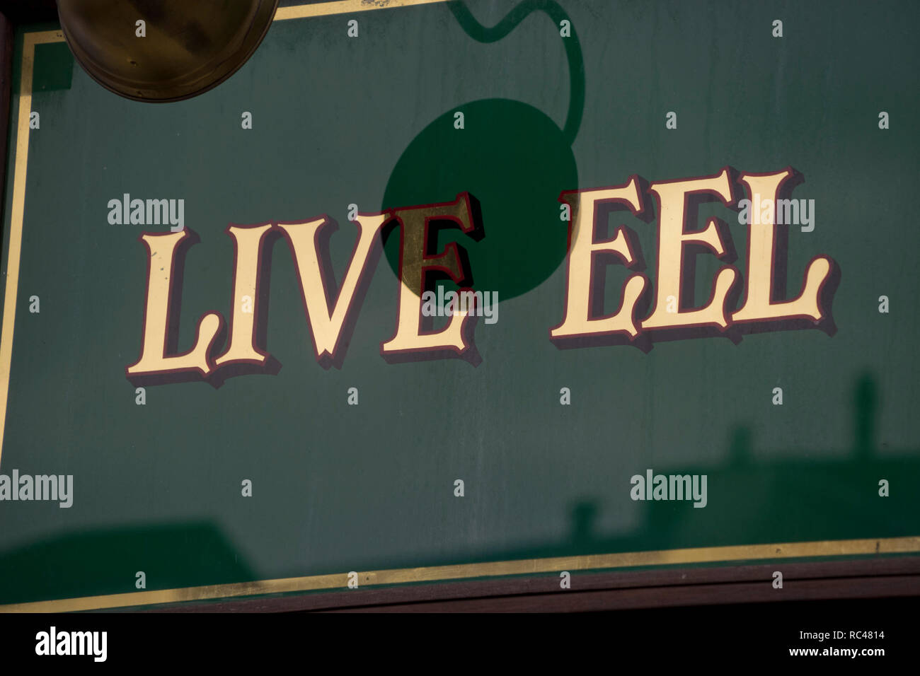 Live eel restaurant at Broadway market in Hackney, London, England,UK