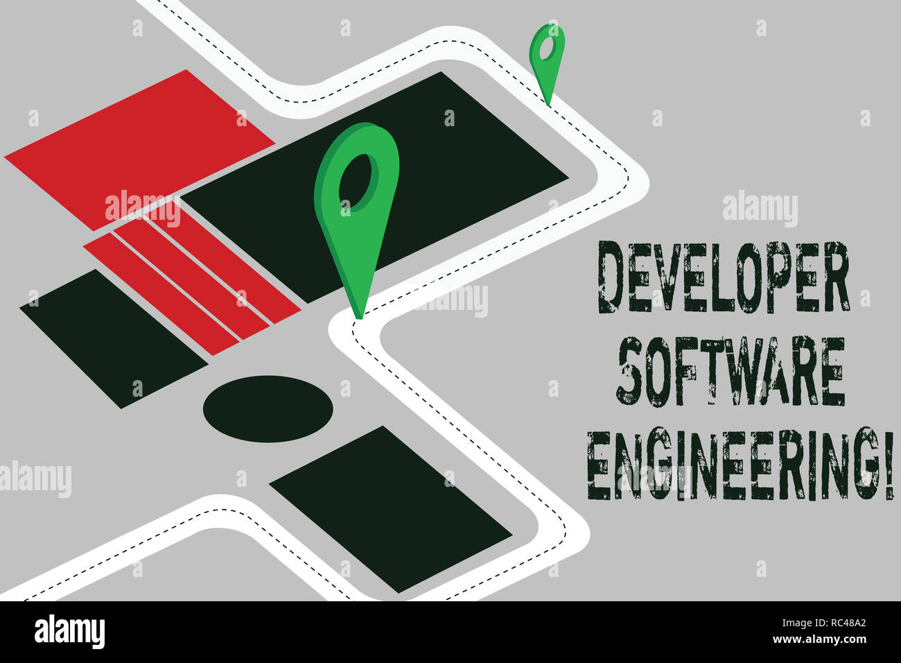 Word writing text Developer Software Engineering. Business concept for Forming software base on engineering standard Road Map Navigation Marker 3D Loc Stock Photo