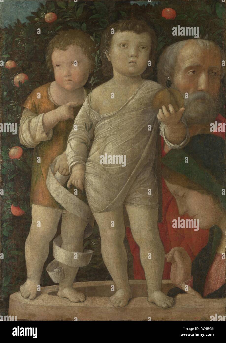 The Holy Family with Saint John. Museum: National Gallery, London. Author: MANTEGNA, ANDREA. Stock Photo