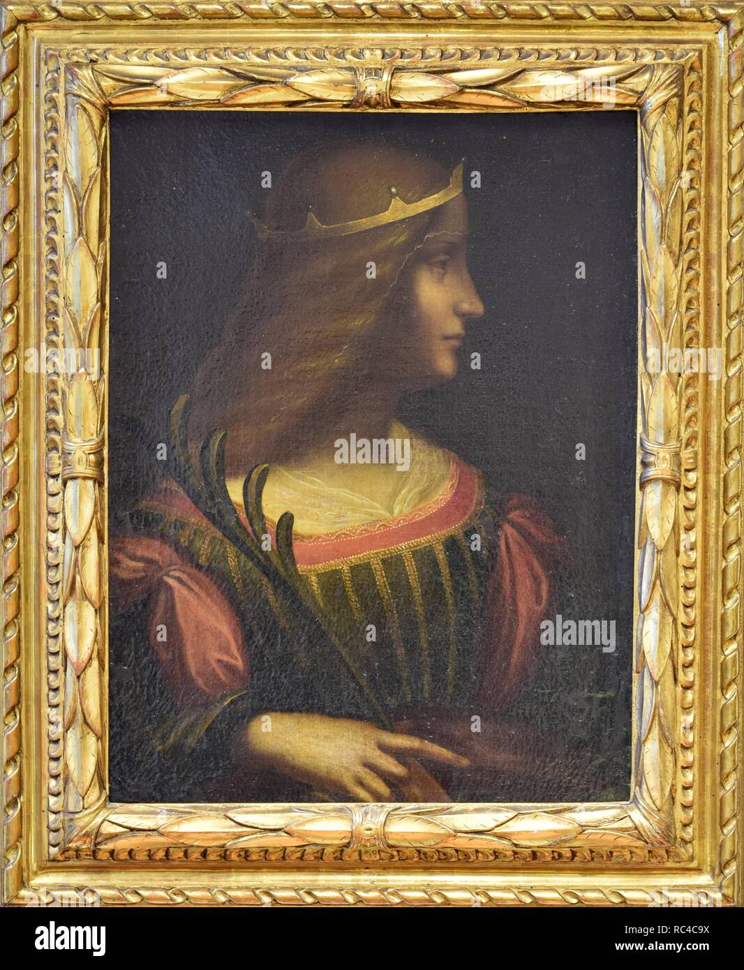 Portrait of Isabella d'Este. Author: VINCI, LEONARDO DA. Stock Photo