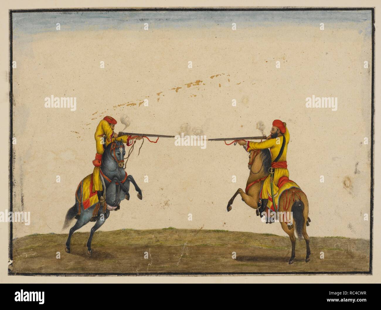 Two soldiers of Skinner's Horse skirmishing and firing at each other
