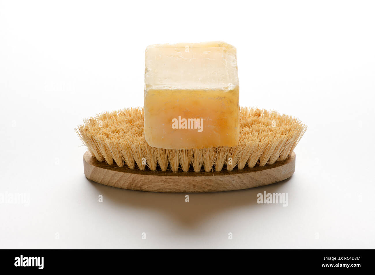 Piece of Marseille soap, made of vegetable oil, sitting on bathing