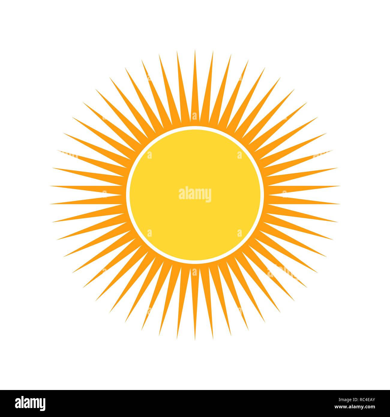 Yellow sun icon in flat design. Vector illustration. Symbol of the sun