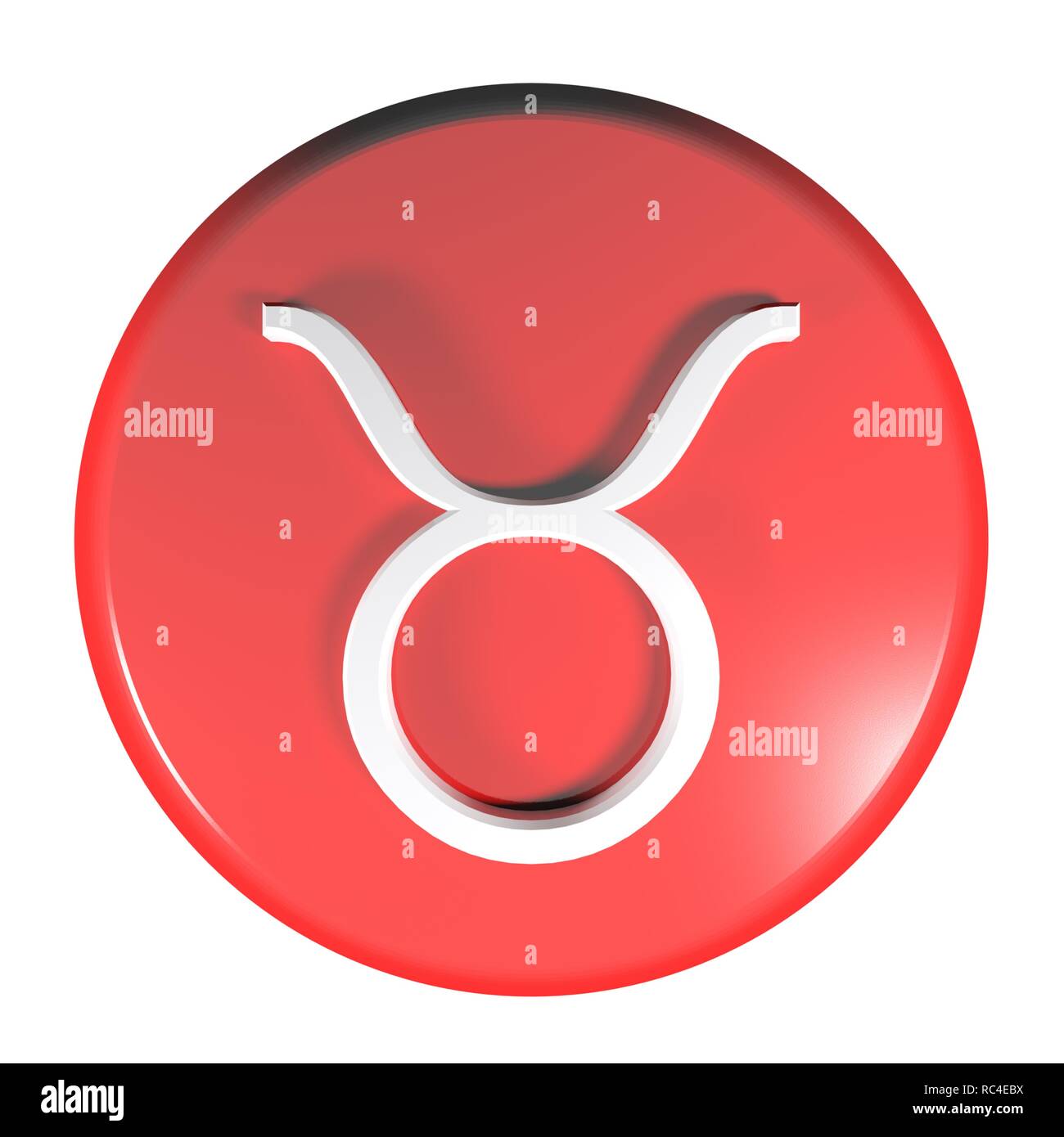 ZODIAC TAURUS ICON red circle push button - 3D rendering illustration ...