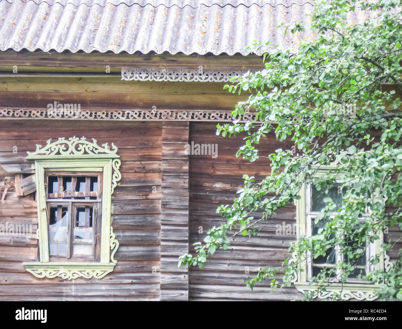 Plinths Of Windows Of Wooden Houses Ancient Style Of Decoration