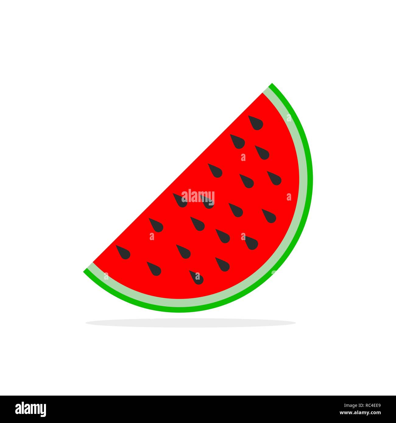 Watermelon icon in flat design. Vector illustration. Slice of the watermelon, isolated on white background Stock Vector