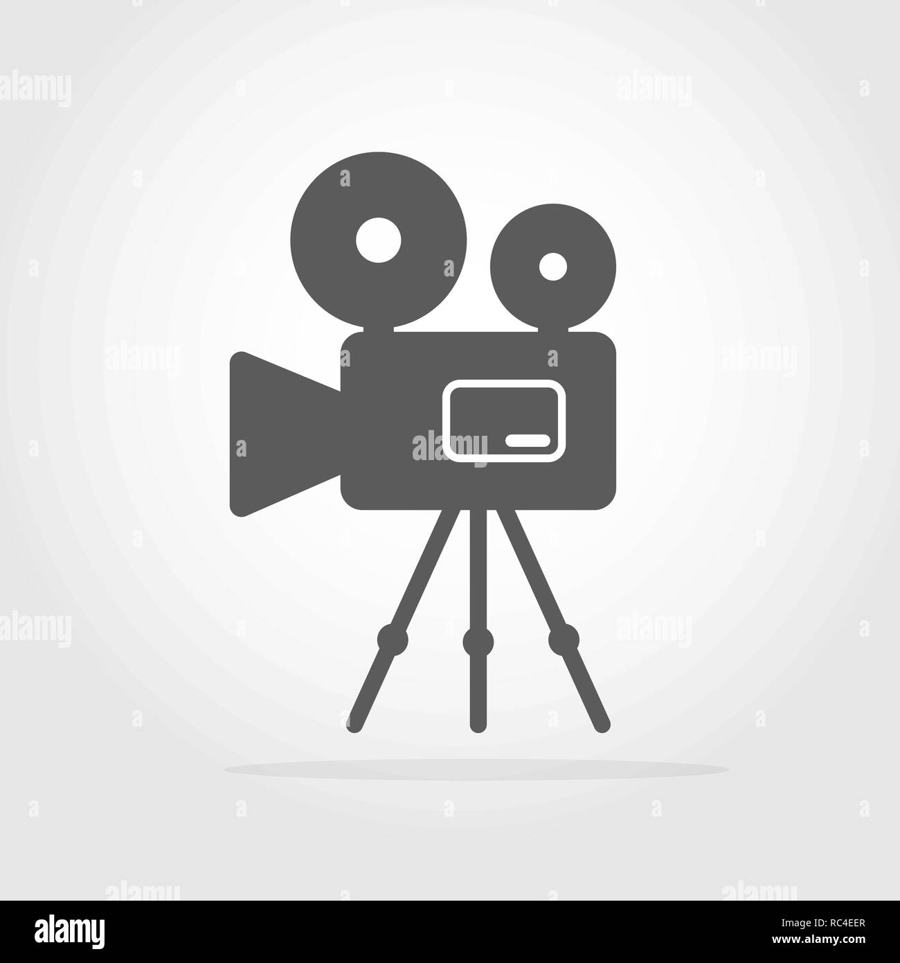 Video camera icon in flat design. Vector illustration. Gray sign of video camera isolated Stock Vector