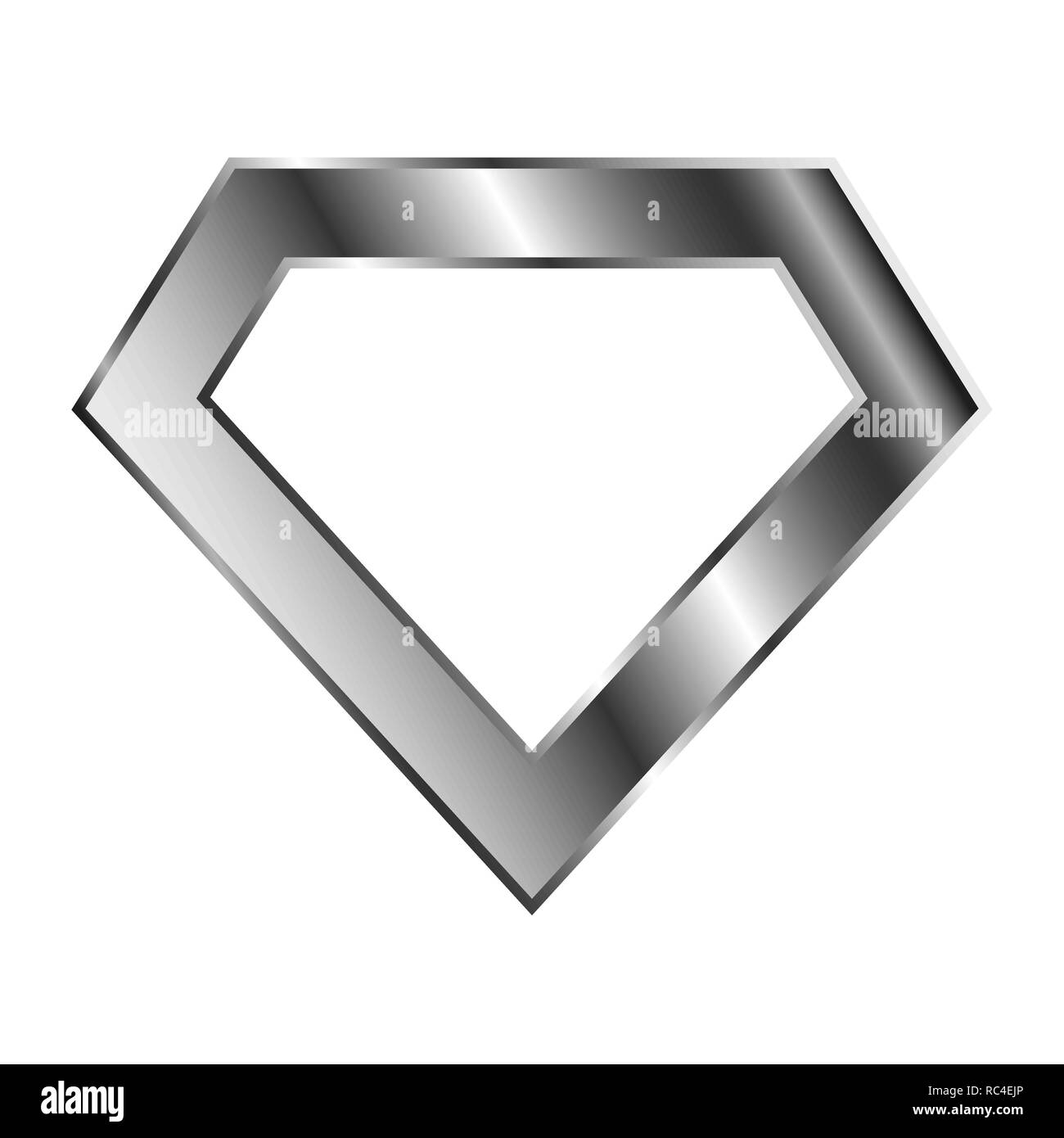 Bright silver superhero logo on white background. Vector illustration. Glossy diamond logo. Stock Vector