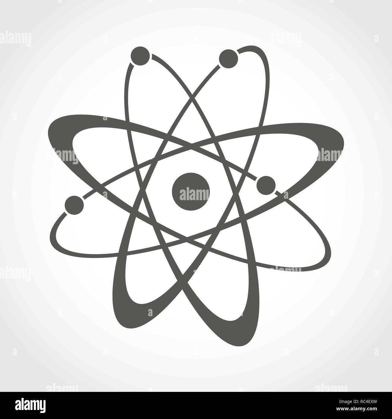 Atom icon in flat design. Gray molecule symbol or atom symbol isolated ...