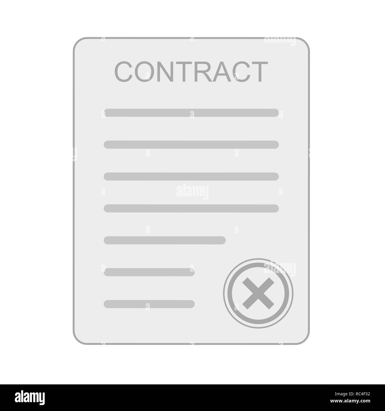 Gray contract icon in flat design. Vector illustration. Business contract symbol, isolated on white background. Stock Vector