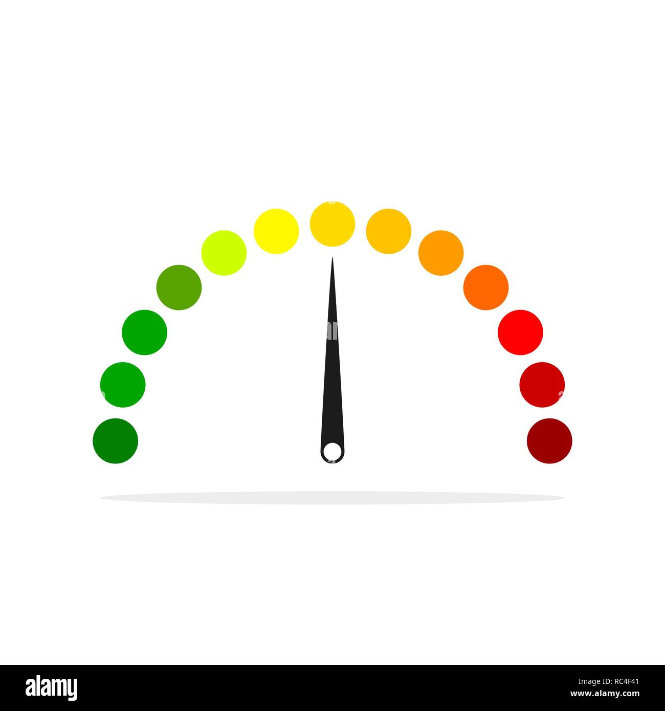Colored speedometer icon in flat design. Vector illustration. Abstract measurement sign isolated Stock Vector