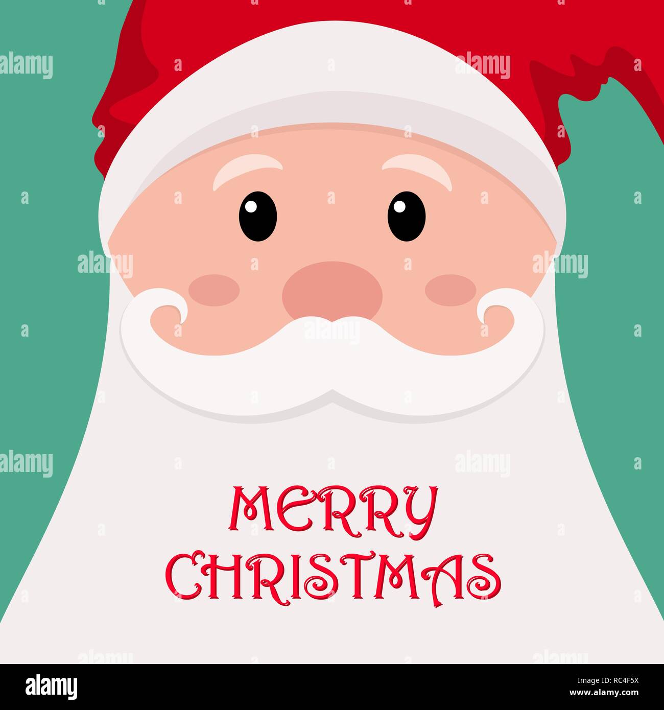 The face of Santa Claus with a beard and mustache in flat design. Vector illustration. Merry Christmas icon. Stock Vector