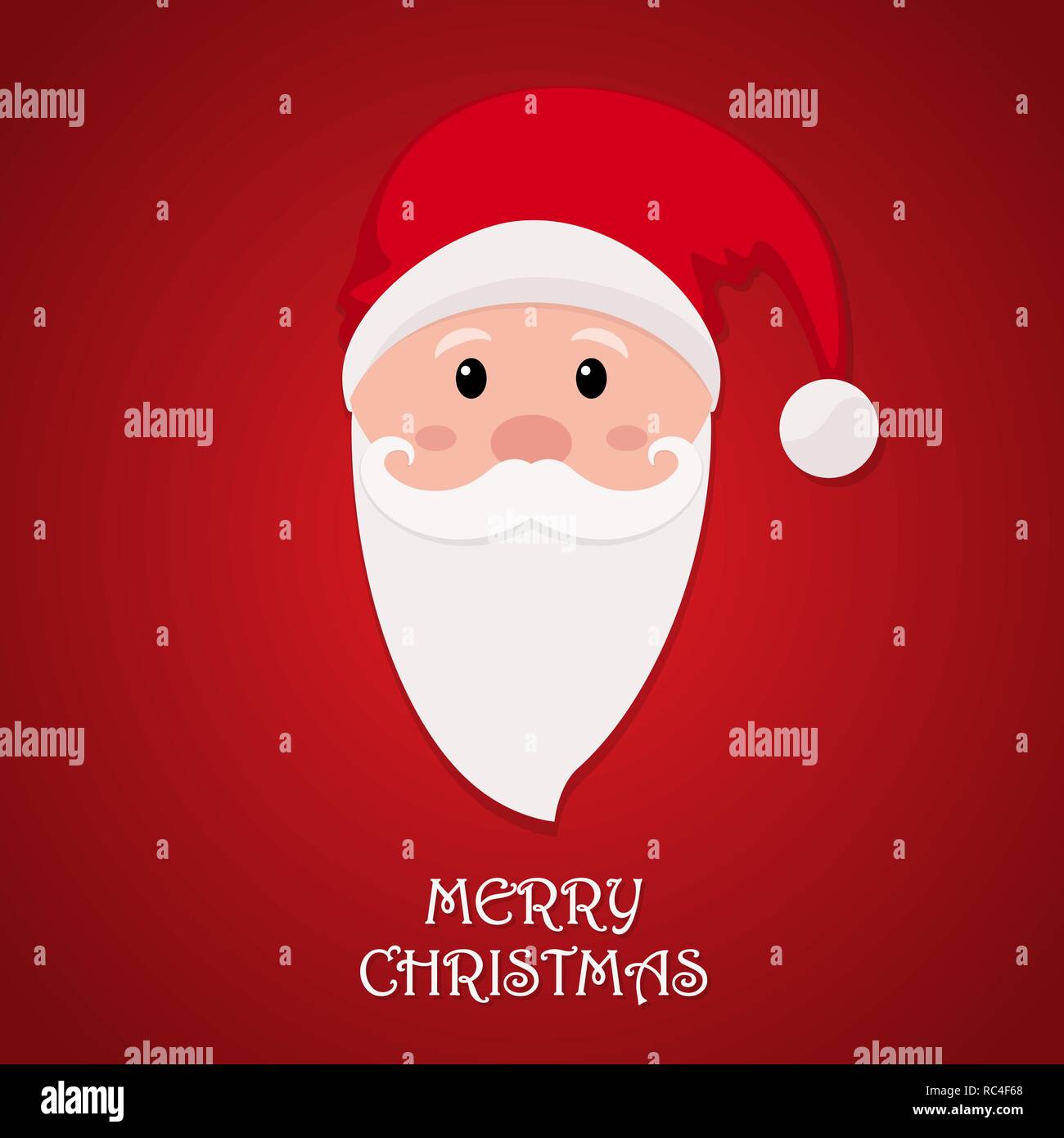 The face of Santa Claus with a beard and mustache on red background. Vector illustration. Merry Christmas icon. Stock Vector