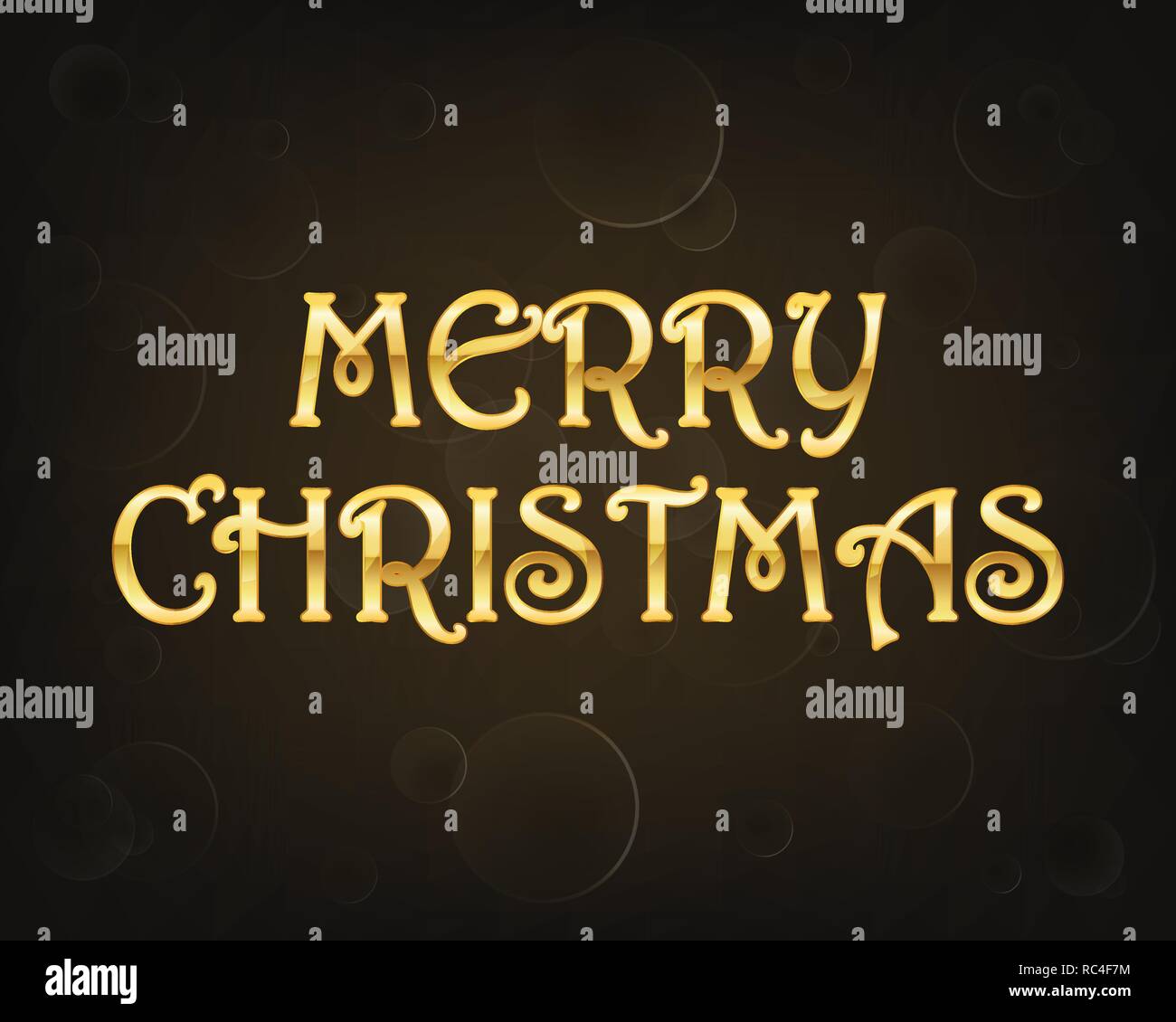 Merry Christmas golden text on black background. Vector illustration ...