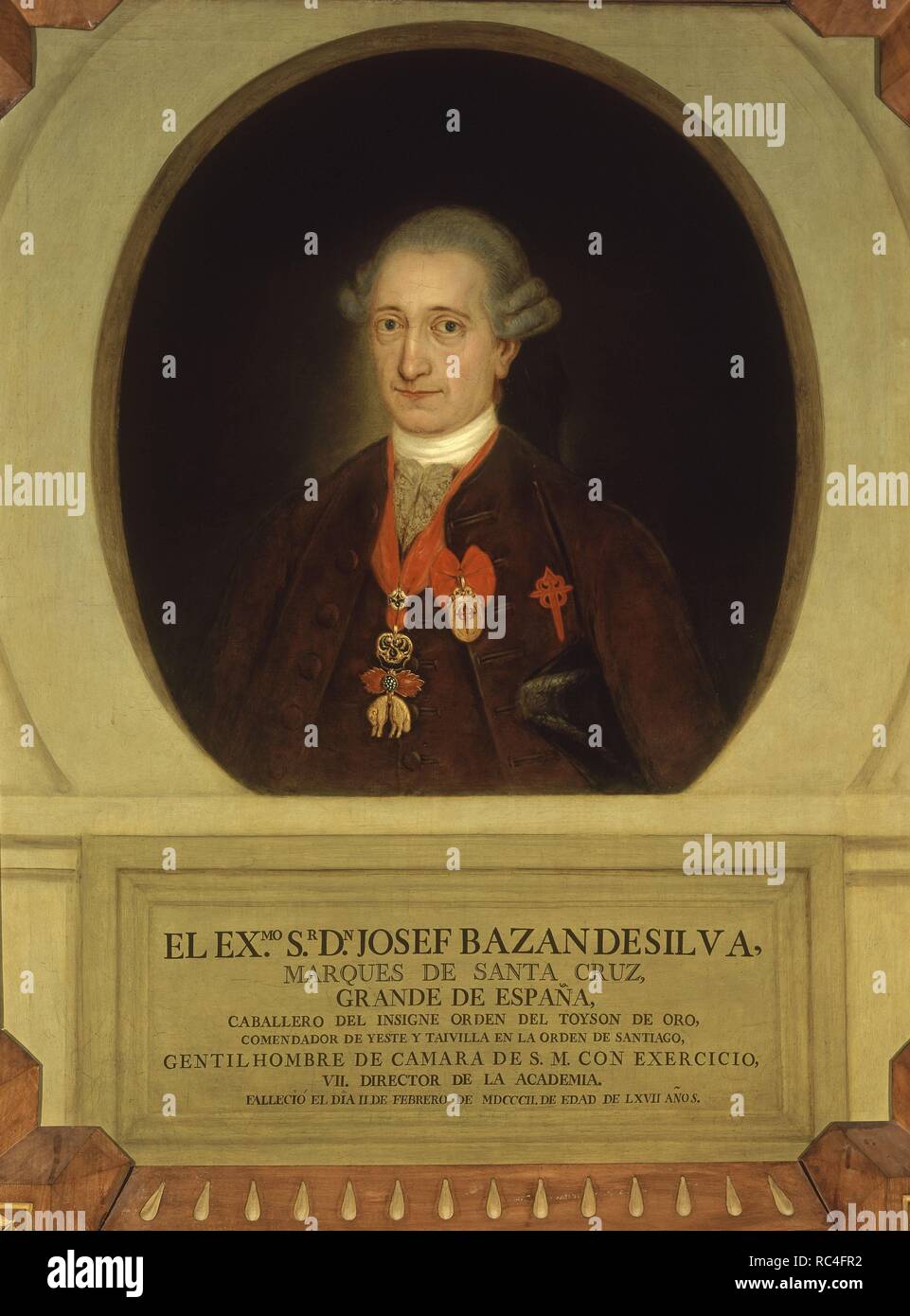 JOSE BAZAN DE SILVA- MARQUES DE SANTA CRUZ ( +1802) - SEPTIMO DIRECTOR DE LA ACADEMIA-O/L. Location: ACADEMIA DE LA LENGUA-COLECCION. MADRID. SPAIN. Stock Photo