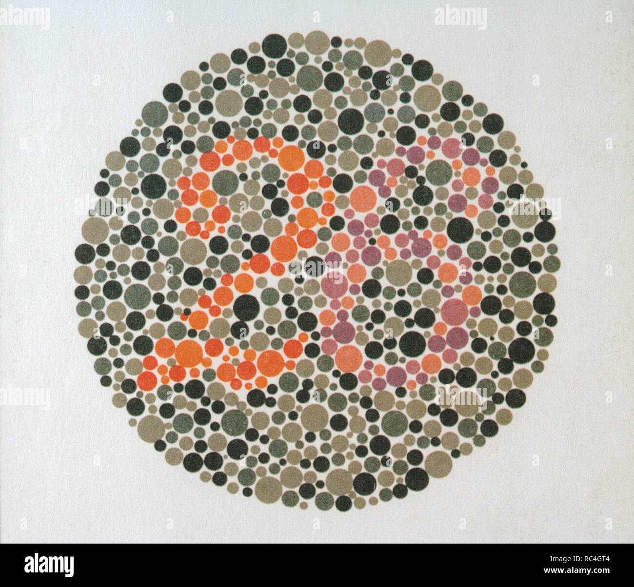 Ishihara test. Color perception test for red-green color deficiencies (color Blindness). Ishihara Plate No. 6 (26). Stock Photo