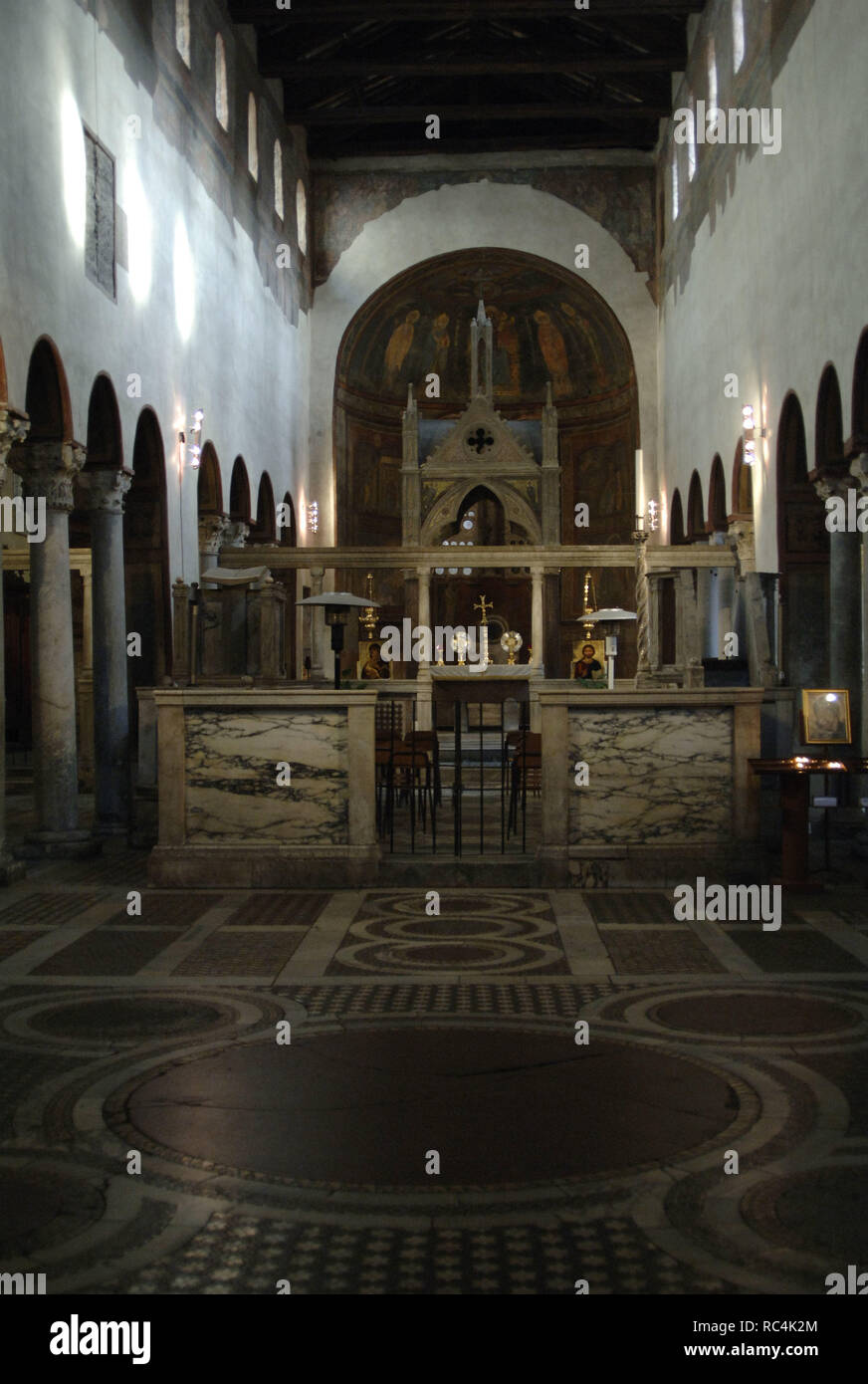 Italy. Rome. Basilica of Saint Mary in Cosmedin. 8th-11th centuries. Interior. Stock Photo