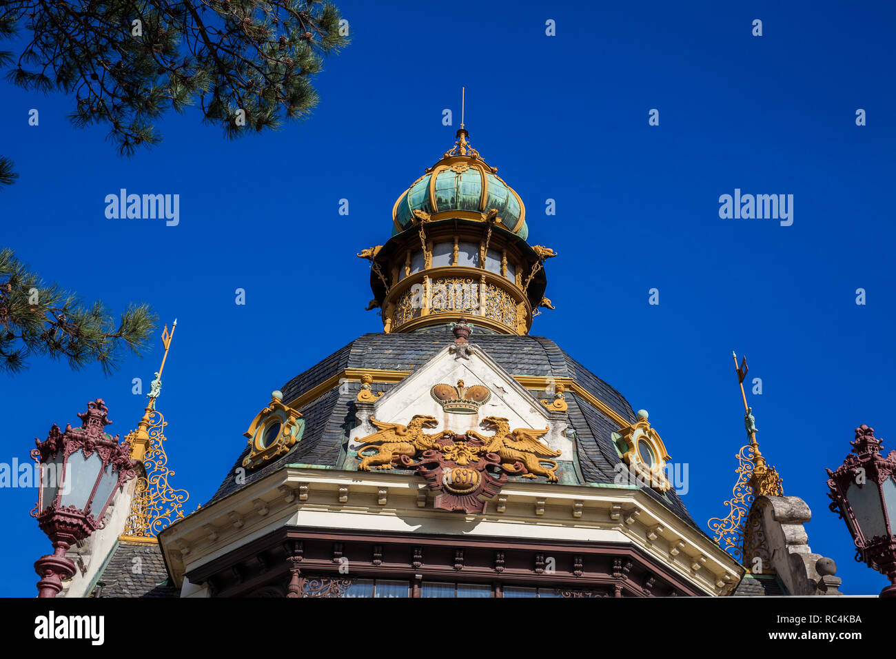 Hanavsky Pavilion a cast-iron structure built in 1891 located on the Letna park in Prague Stock Photo