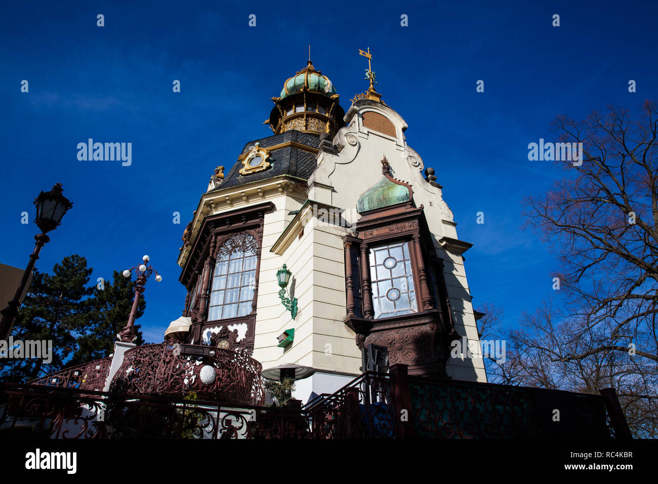 Hanavsky Pavilion a cast-iron structure built in 1891 located on the Letna park in Prague Stock Photo