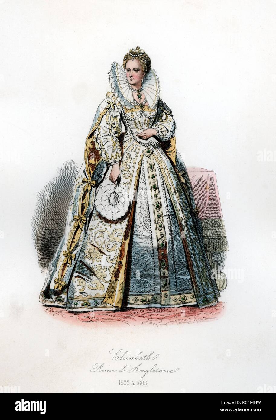 Isabel I (1533-1603), reina de Inglaterra. Grabado de 1870. Stock Photo