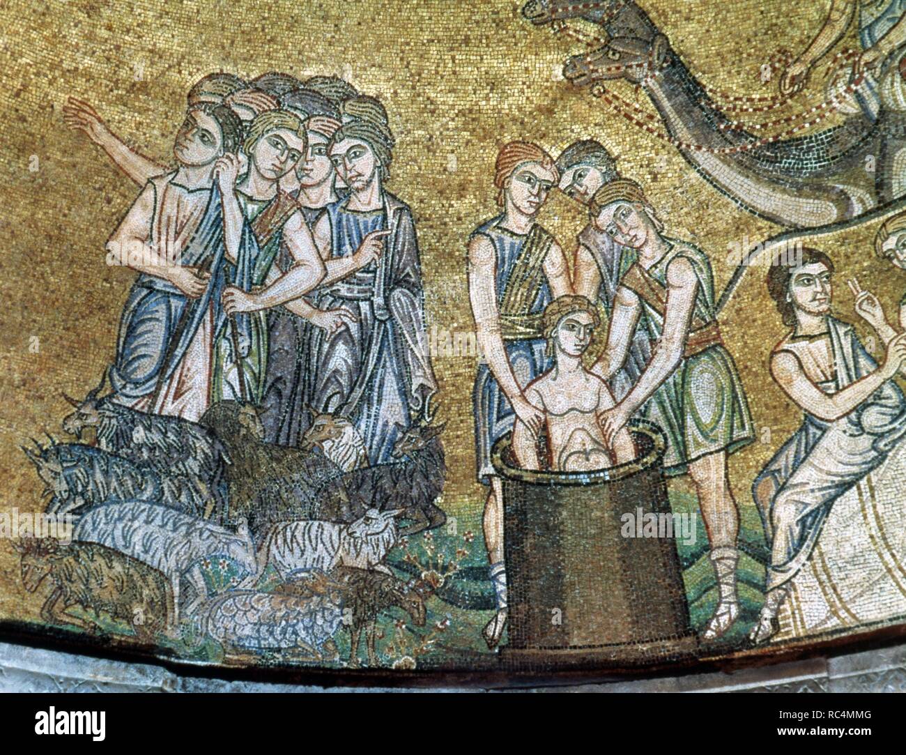 Italy. Venice. Saint Mark's Basilica. Mosaic. Joseph Thrown in a Well by his Brothers. 14th centuries. Stock Photo