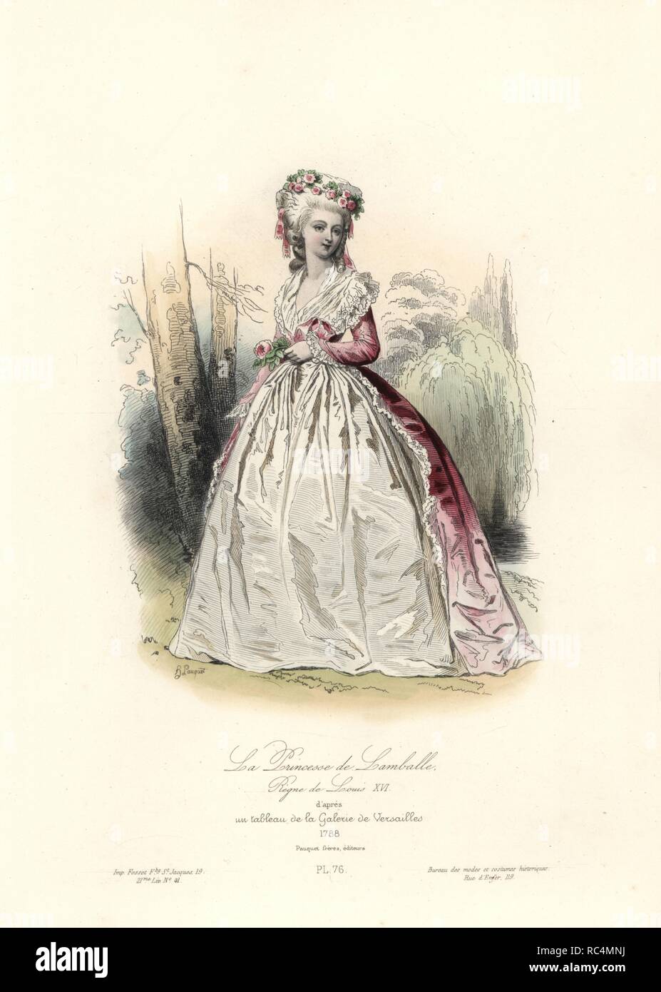 Princess of Lamballe (17491792), reign of Louis XVI, 1788. Maria Luisa of  Savoy was lady in waiting to Marie Antoinette, and one of the first victims  of the Reign of Terror. Handcoloured
