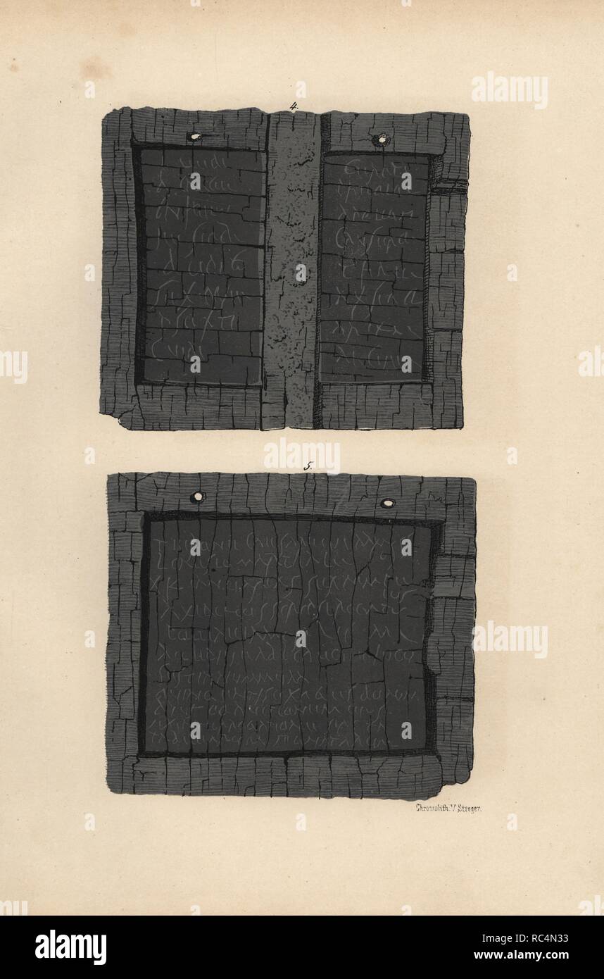 Wooden panels or triptychon with bankers' receipts from the house of