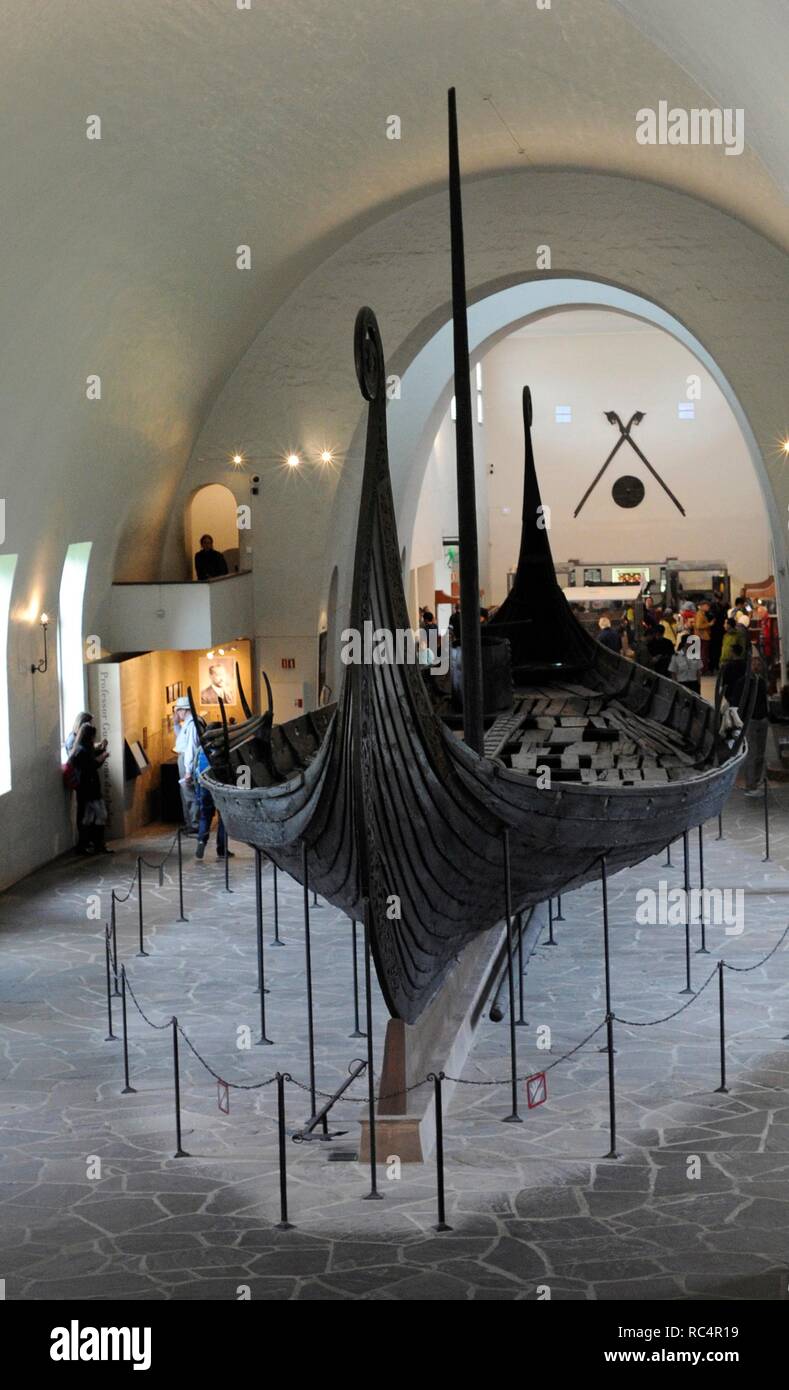 Oseberg Ship. Made in oak wood. 9th century. Viking Ship Museum