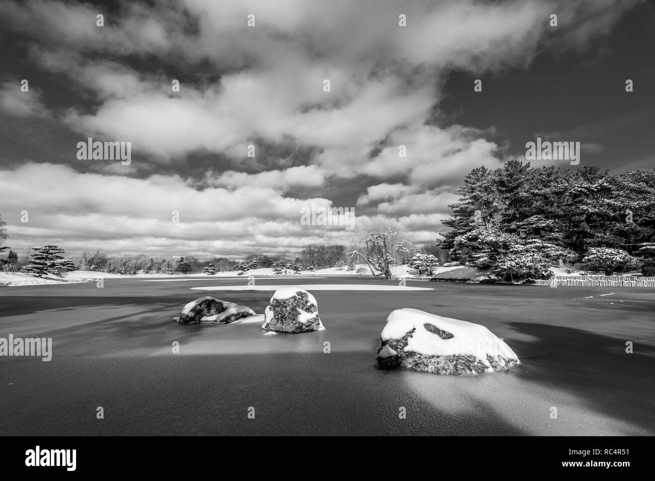Snowy landscape morning sun Black and White Stock Photos & Images - Alamy