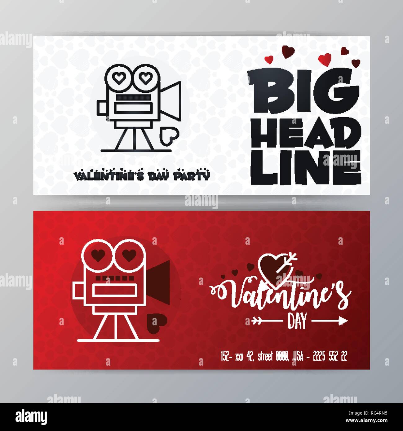 Valentine S Day Big Banner Template Red Background Stock Vector