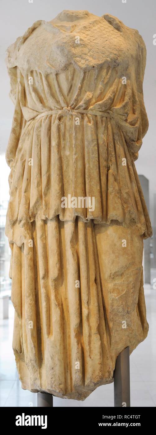 Fragment of a statue of the goddess Athena. Variation in marble of the gold and ivory statue of