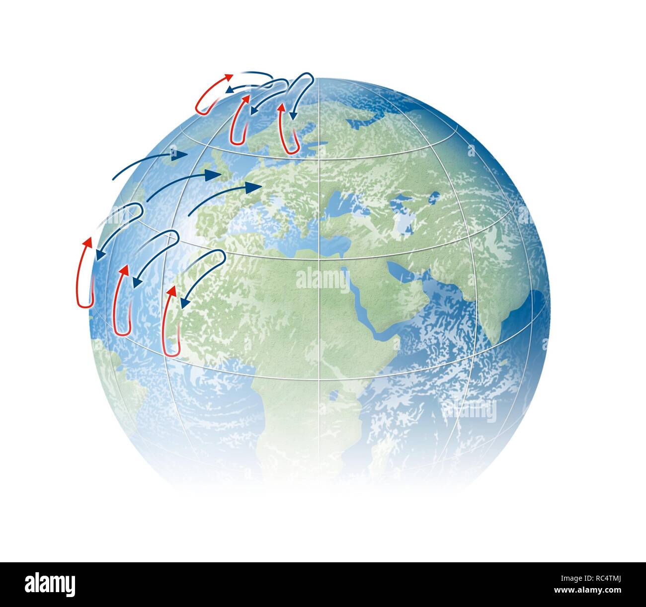 General circulation of the atmosphere. Stock Photo