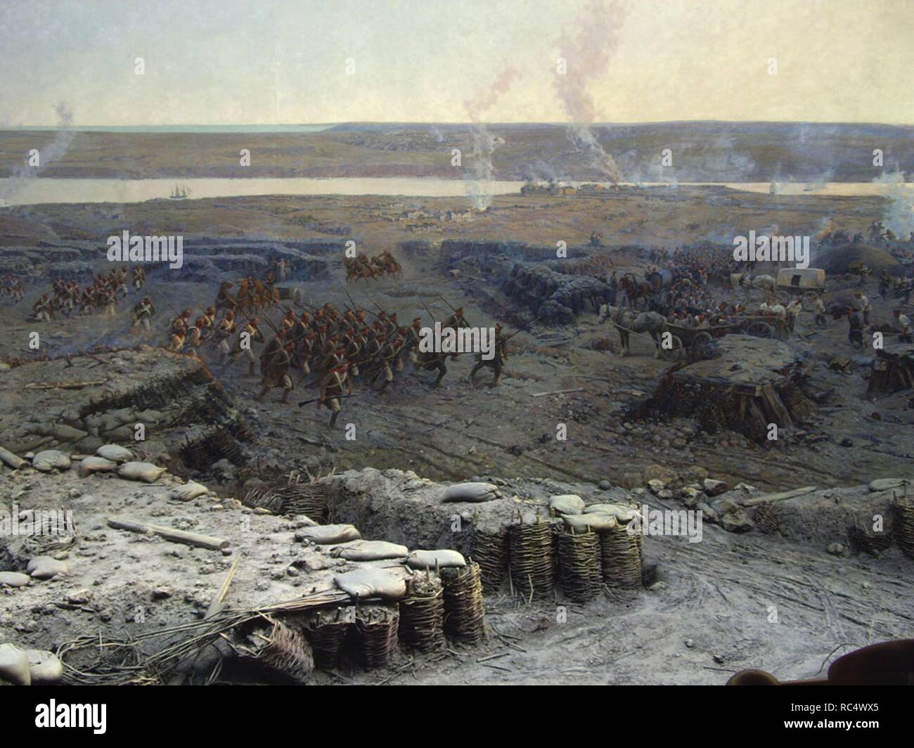 Detail of the Sevastopol Panorama. Museum: State Museum of the Defence of Sevastopol 1854-1855, Sevastopol. Author: ROUBAUD, FRANZ. Stock Photo