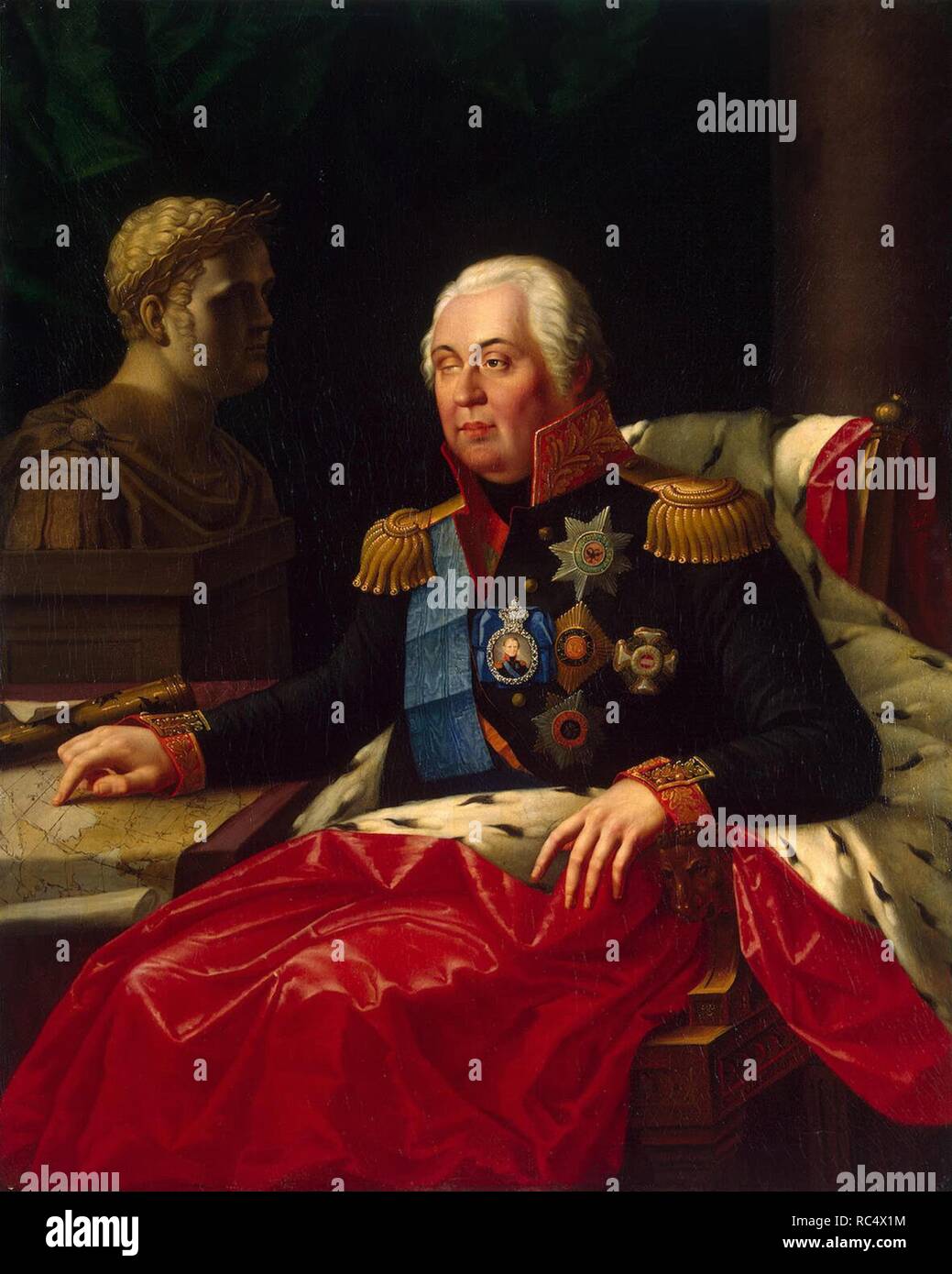 Portrait of Field Marshal Prince Mikhail Kutuzov (1745-1813). Museum: State Hermitage, St. Petersburg. Author: Oleszkiewicz, Józef. Stock Photo