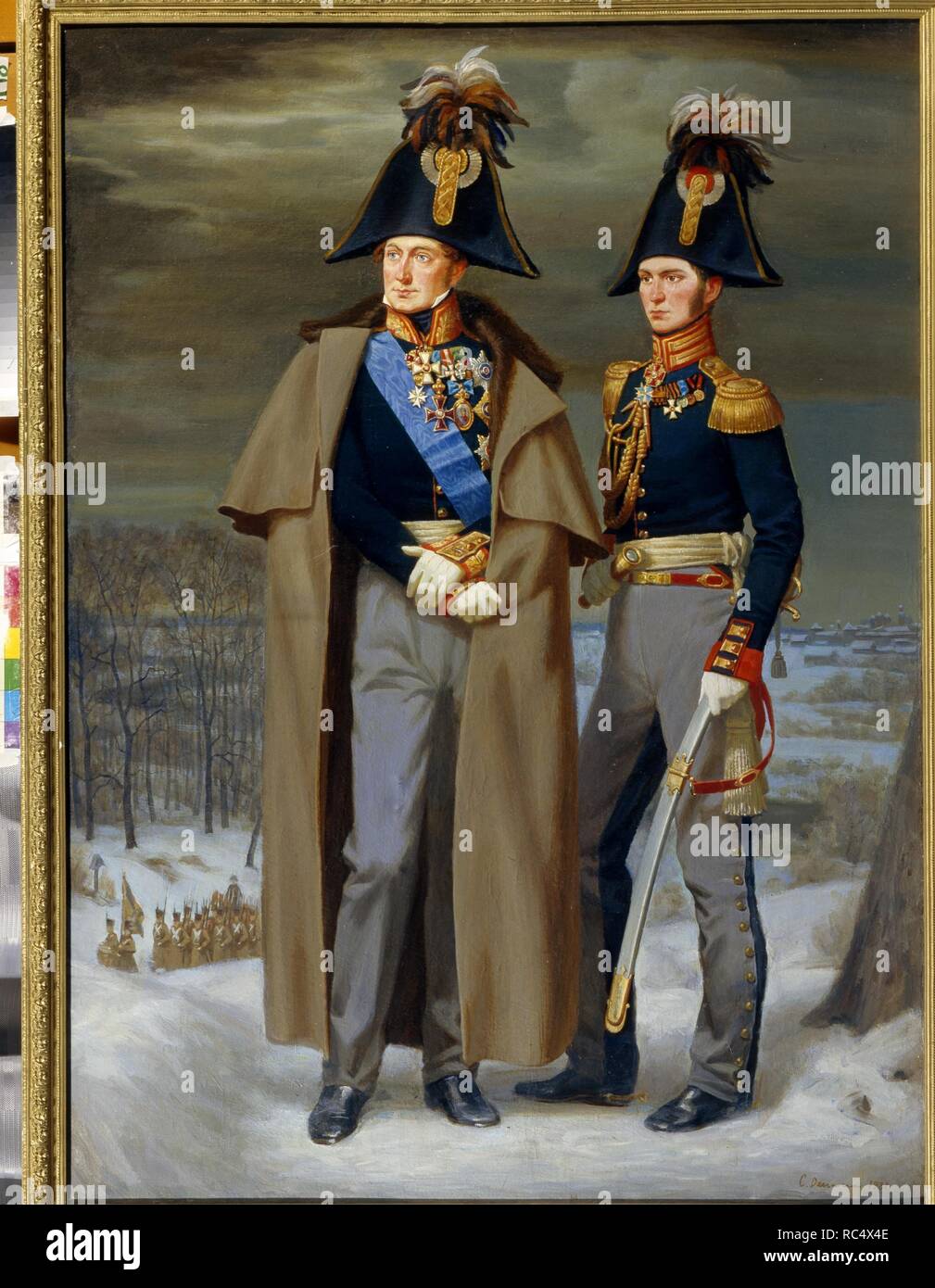 General Count Mikhail Miloradovich and his Adjutant Fyodor Glinka. Museum: State Central Military Museum, Moscow. Author: Danilov, S. V. Stock Photo