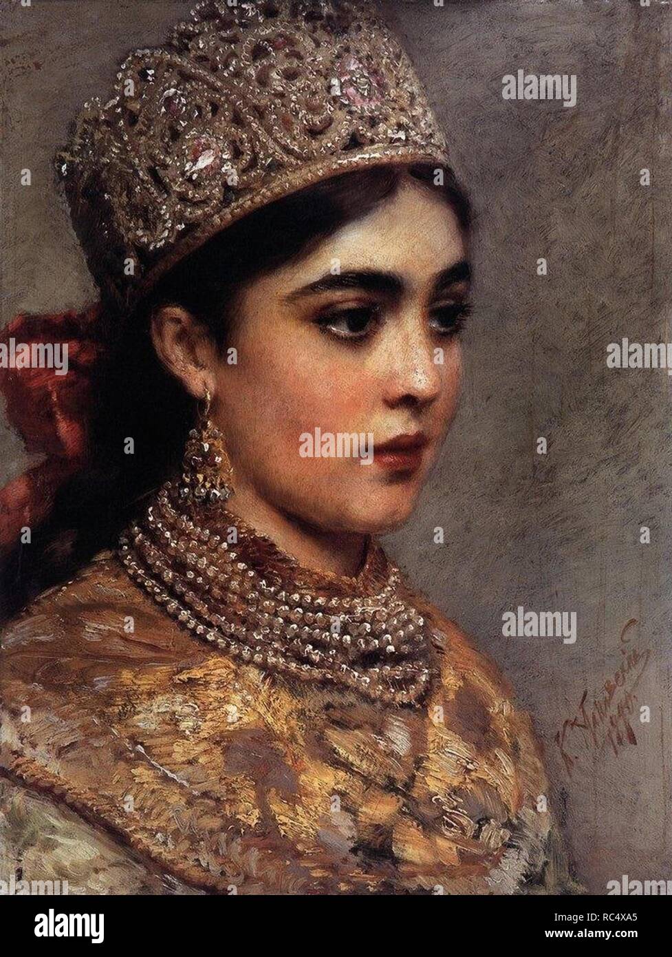 The Boyar Woman. Museum: PRIVATE COLLECTION. Author: Makovsky, Konstantin Yegorovich. Stock Photo