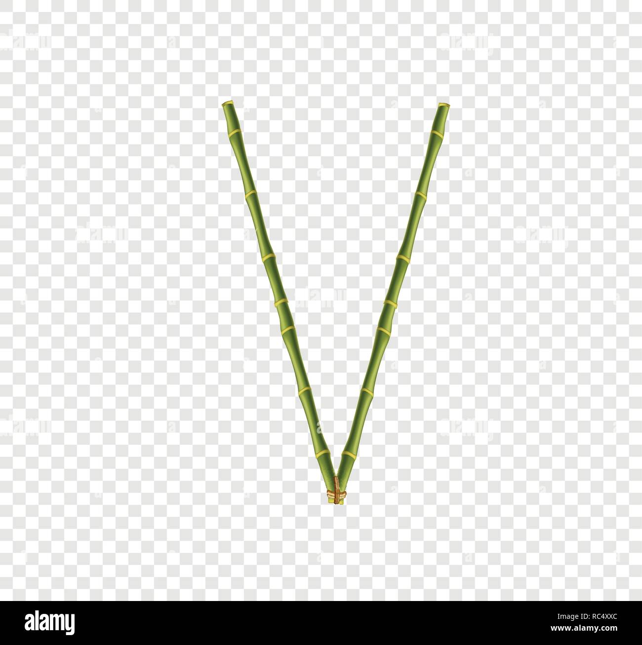 Vector bamboo alphabet. Capital letter V made of realistic green bamboo ...