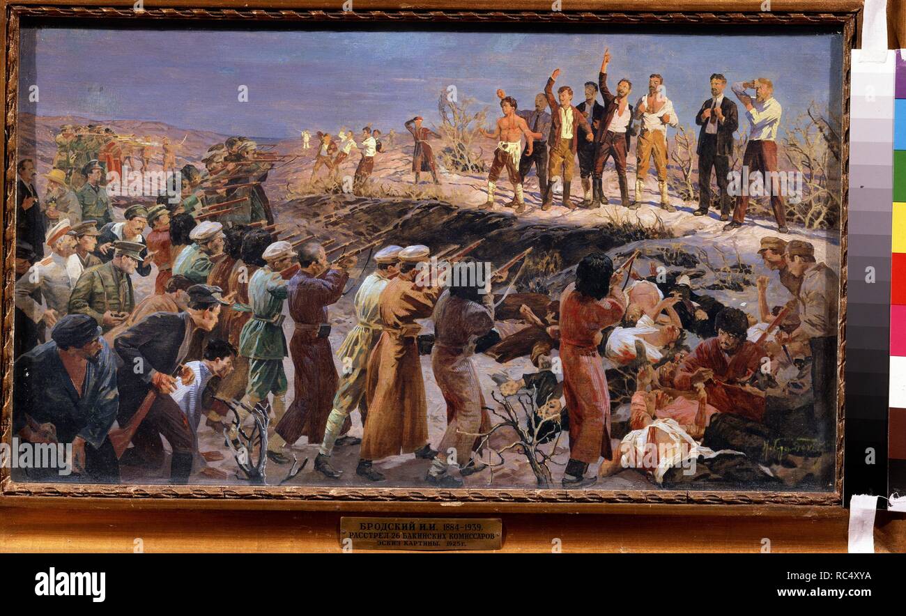 Execution of the 26 Baku Commissars. Museum: State Central Military Museum, Moscow. Author: Brodsky, Isaak Izrailevich. Stock Photo