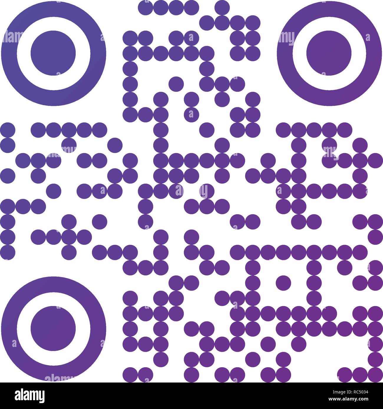 Creative QR code sign round icon. Scan code symbol. Circle corners ...