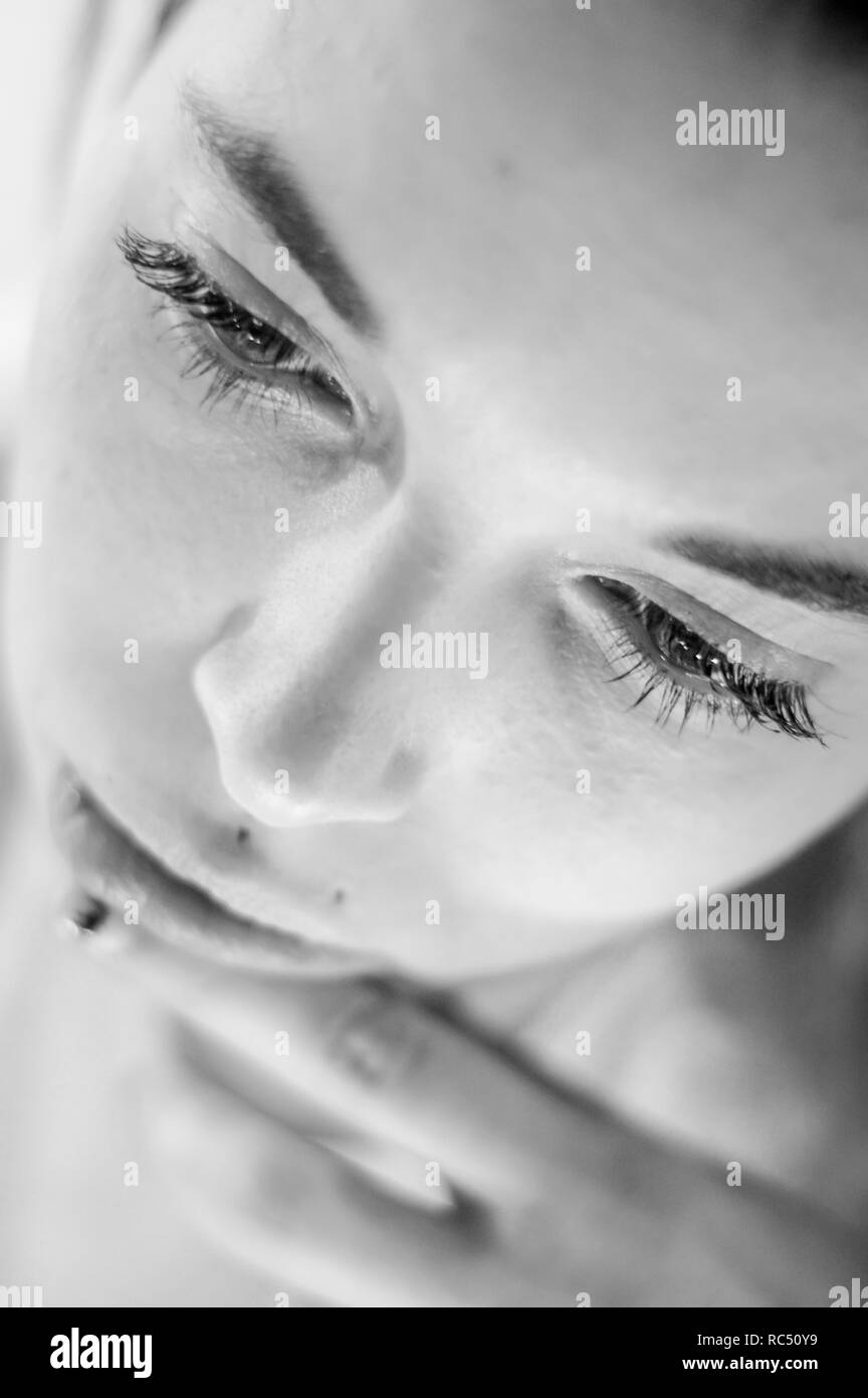 portrait of a young woman in black and white Stock Photo - Alamy