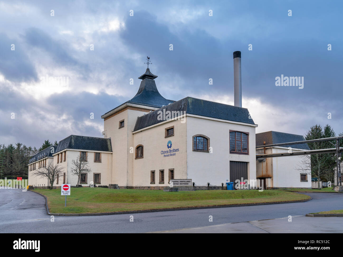 Braeval Distillery, Chapeltown, Ballindalloch, Moray, Scotland on a grey winters day. Stock Photo