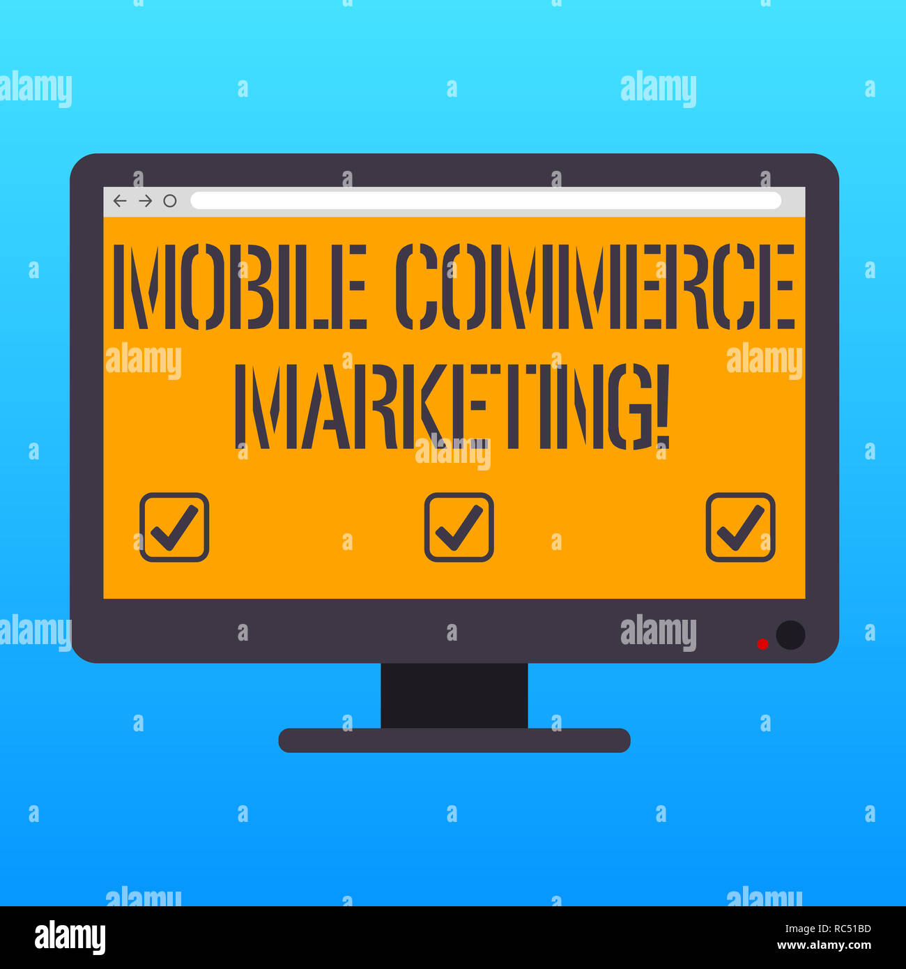 Handwriting text writing Mobile Commerce Marketing. Concept meaning Trading goods through wireless handheld devices Blank Computer Desktop Monitor Col Stock Photo