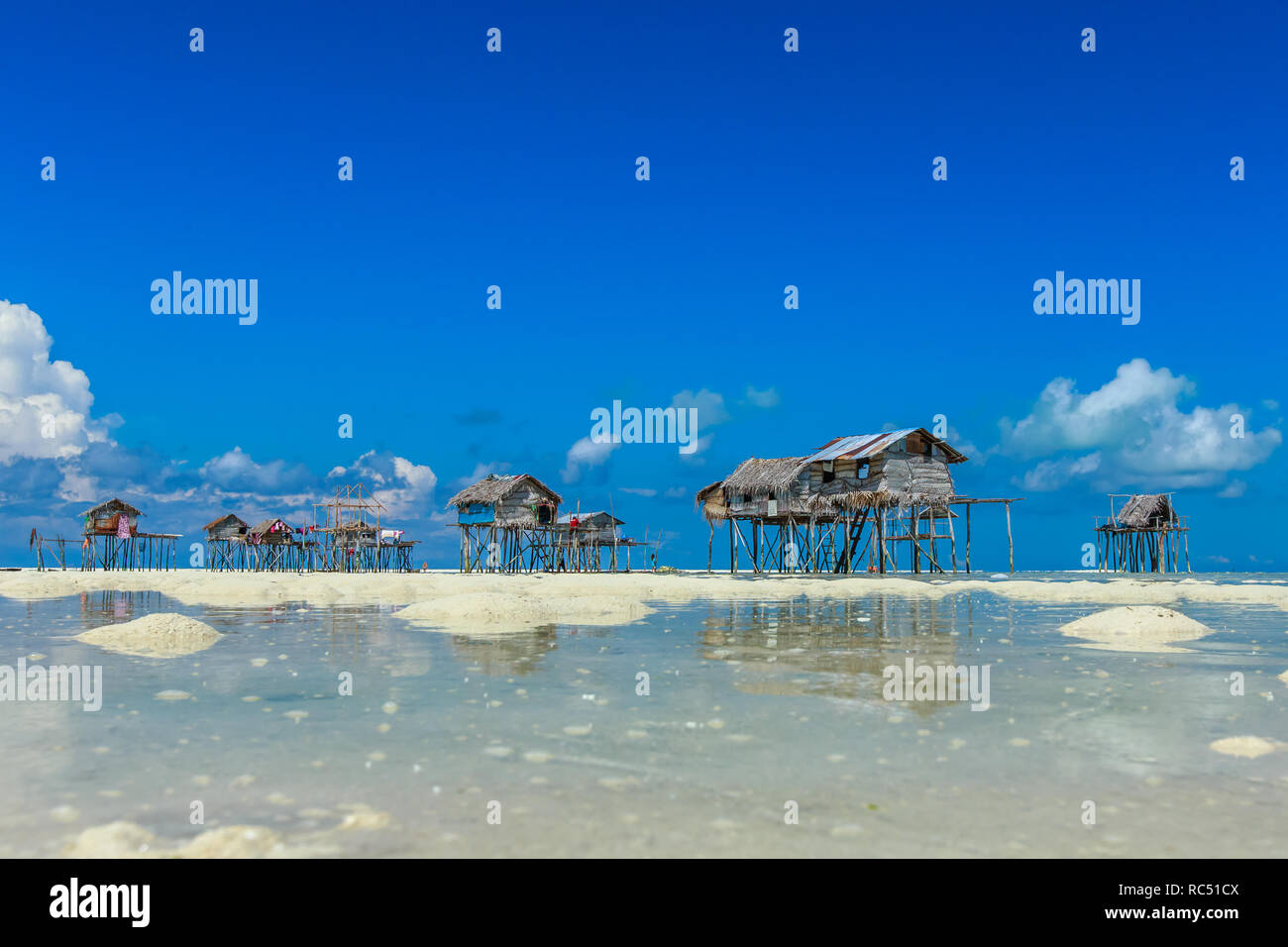 Beautiful landscapes view borneo sea gypsy water village in Maiga Island, Semporna Sabah, Malaysia. Stock Photo