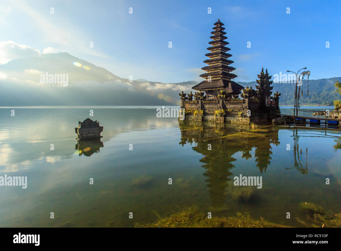 Morning scene at Batur lake, Bali Indonesia. Stock Photo