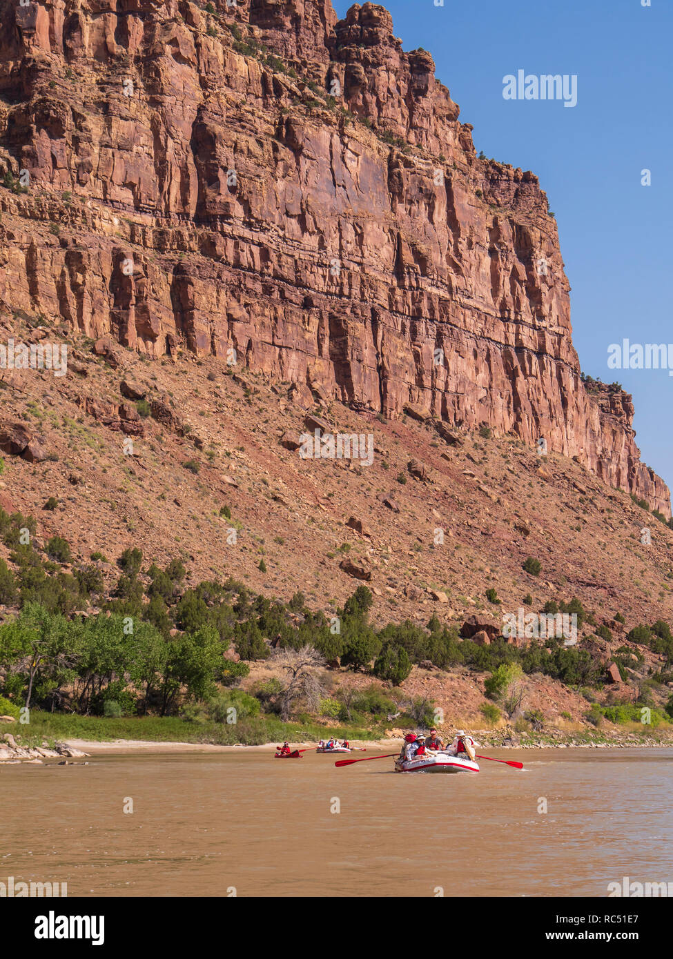 Floating the river, lower Desolation Canyon north of Green River, Utah ...